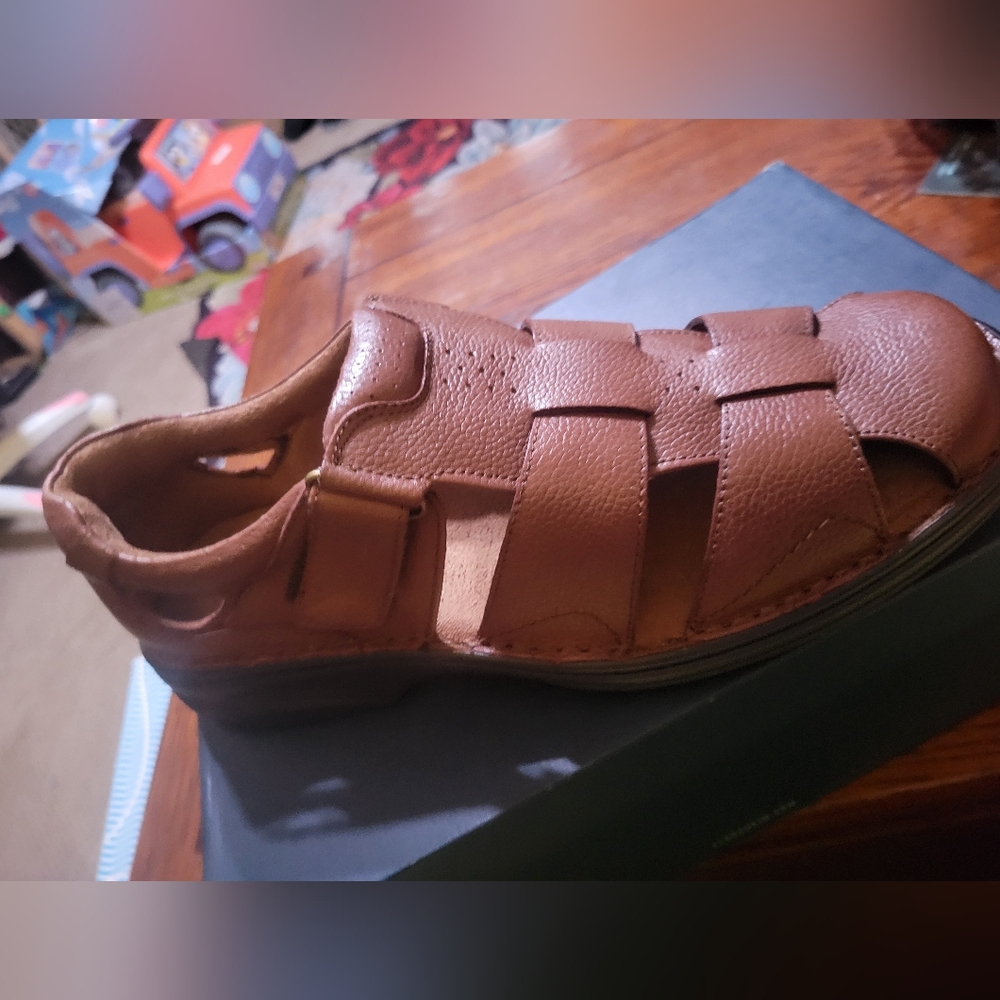 Florsheim NEW Edgewater Brown Leather Sandals Mens‎ Size 12